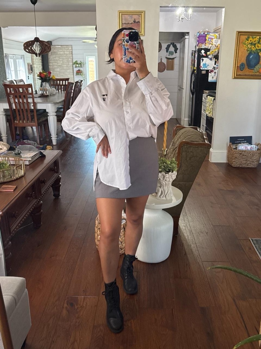 Karl Lagerfeld White Long-Sleeve Button Shirt